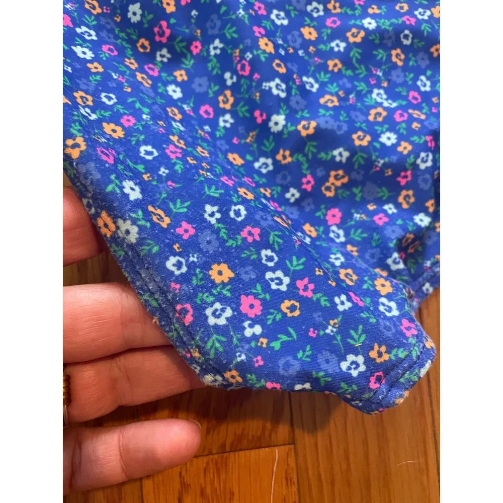Old Navy Girls Blue Floral 2-Piece Swimsuit Bikini Set Size M 8 Front Knot